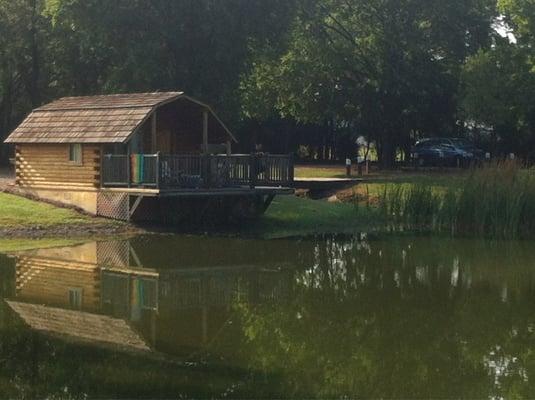 Cabin at pond.