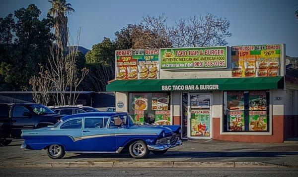 A great looking 1957 Ford Fairlane 300 seen at B&C Taco Bar and Burger in Yucaipa,Cal.