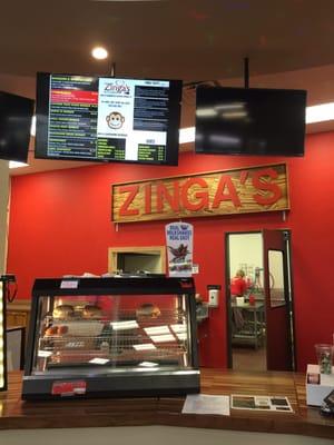 Zinga's front with menu.