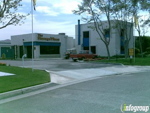 View of entrance and main office of The Storage Place, Riverside, CA self-storage facility from Severn Way.