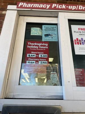 Store hours on the drive-thru window