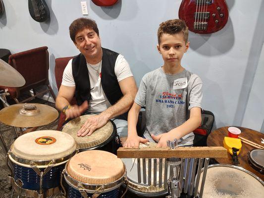 Percussion/Drum Instructor Lee Farber teaching Congas