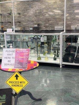 Glass cases and waiting area