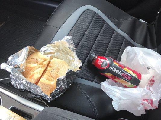 A great, hardy breakfast that was made in front of my face and a body armor drink for under $8! Great deal and FRESH FOOD!