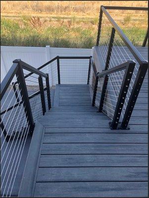 Black Aluminum Metal Railing with Cable Infill--Deck Railing & Handrails