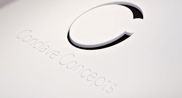 Conclave Concepts clean logo concept is the result of joining 3 circles forming the accented letter "C".