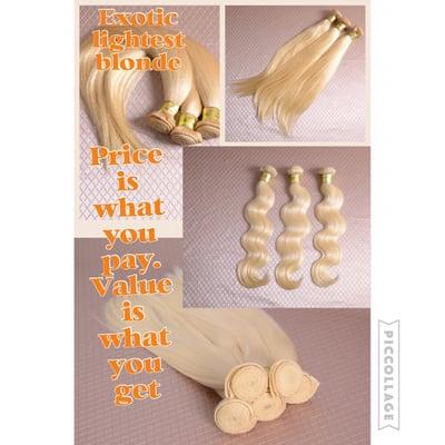 We carry the lightest blonde extensions real human hair.