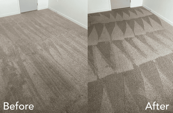 Before and after carpet cleaning. Zero-dry-time.