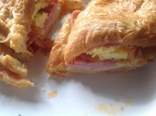 Bacon, ham, egg and cheese croissant