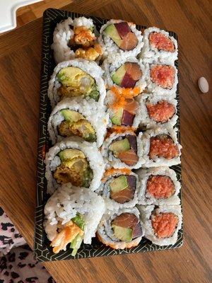 (L-R): shrimp tempura, Cherry Blossom and spicy Tuna rolls. 3-1-21