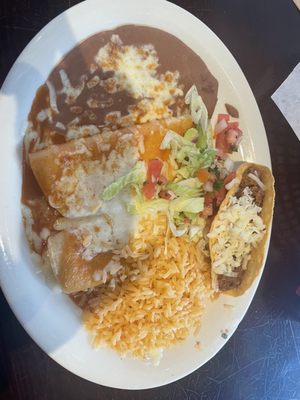 #9 combination meal two cheese enchiladas with beef taco