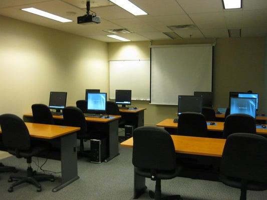 The smaller classroom of three classrooms at ExecuTrain Denver.