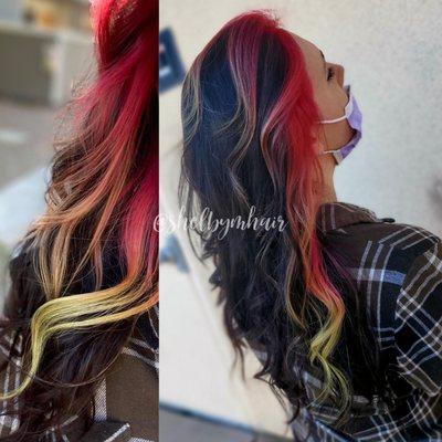 Red to yellow ombre.  Looks like fire