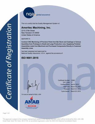 ISO-9001:2015 Certificate