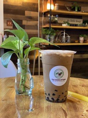 Vietnamese iced coffee with sea salt cream & brown sugar boba