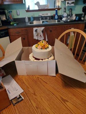 Cake when I got it home.   Tilted