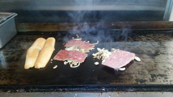 Making some Philly Cheesesteaks!