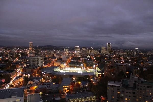 View from roof at night