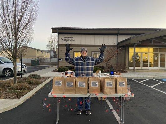 Drive through Christmas Eve Service give away.