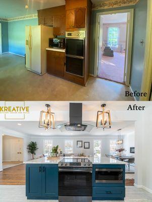 Before and after, Silver Spring Project!
 The layout of this kitchen was not functional and the space was a little drab.