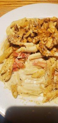 Cajun chicken Pasta. Dry, salty, hairy, gross.