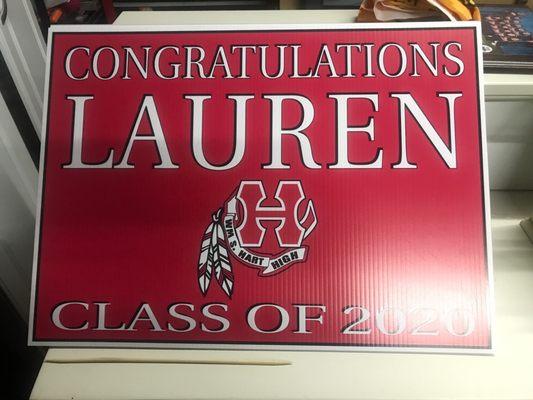 Very happy with my 2020 Graduation sign.  Good quality, made quickly.