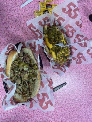 Jalapeño Pepper Jack Cheese steak sandwich with cheese fries extra jalapeños!