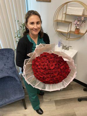 I was called an angel today and was given this flower bouquet by one of my patient .