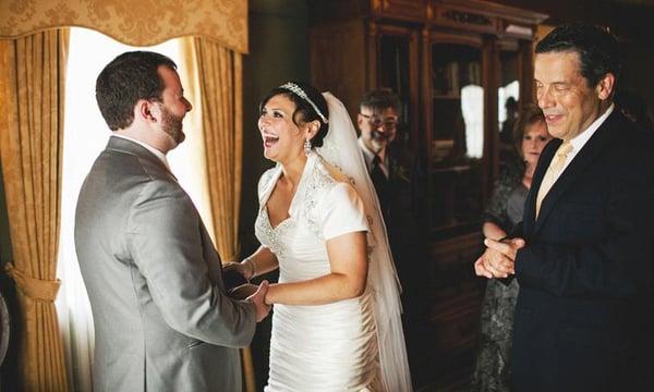 Just before the wedding ceremony in the garden at Normandy Farm Amanda & Corey signed their ketubah which "officially" made t...