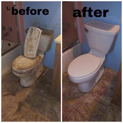 Before/after photos of a vacant house we cleaned