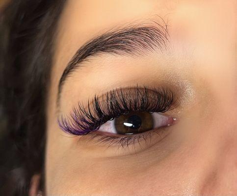 Purple accent to this lash fill.