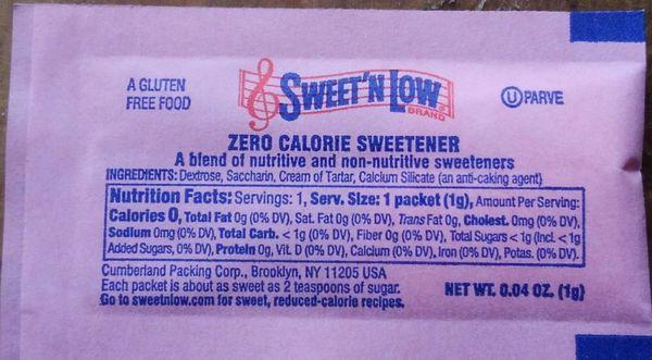 Individual packet of Sweet n Low