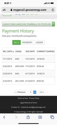 Gexa bill compared to my new Chariot bill.