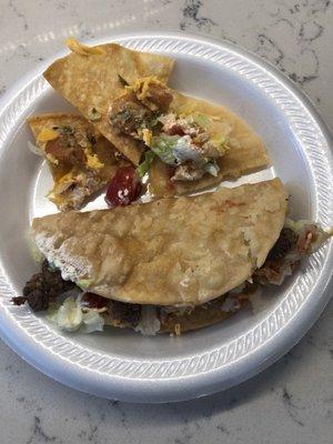 Beef tacos & loaded nachos with shrimp!