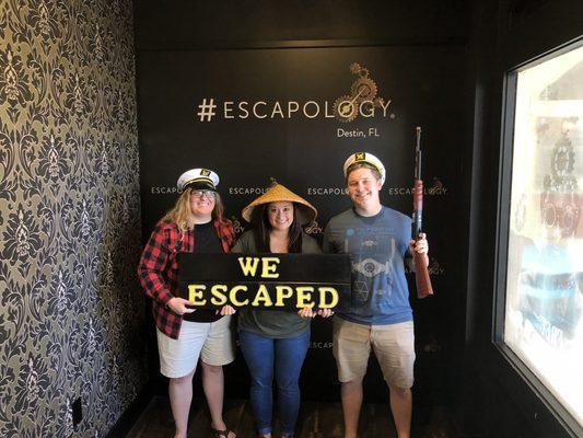 This is us with the fun props after we escaped!