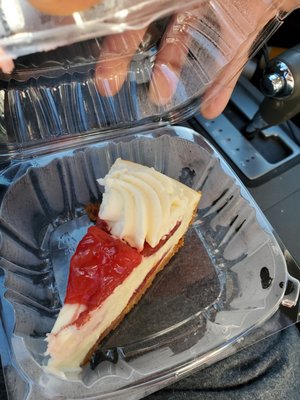 My slim little cute little nearly $7 slice of cheesecake....SMH