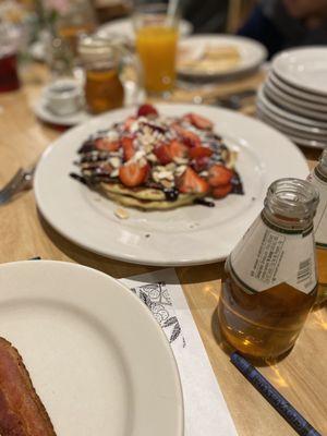 Chocolate strawberry pancakes