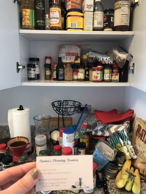 Before- kitchen spice cabinet