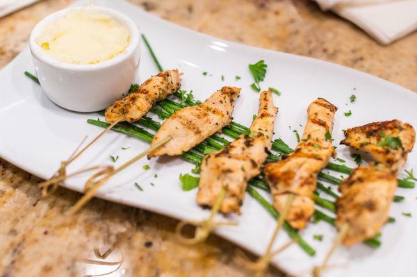 Lemon Oregano Chicken Skewers w/ Whipped Garlic