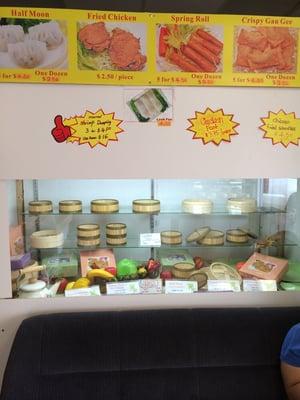 Display case with food options