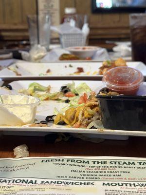 Everyone cleaned the plates before pictures!  Nachos, loaded tots, and fried pickles and calamari