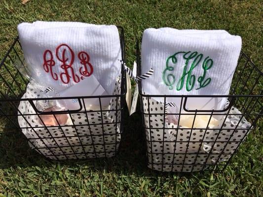 Hostess gifts monogrammed at Twin Bows