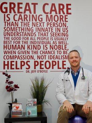 Dr. O'Boyle at his clinic.