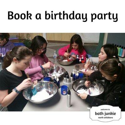 Specializing in birthday parties for kids of all ages!  Custom make your own bath and body products in a fun unique environment!