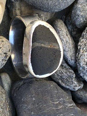 Custom order beach stone ring.