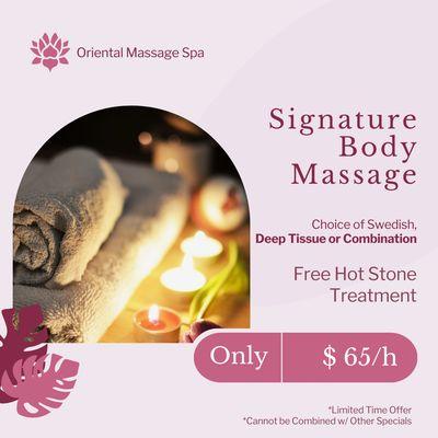 Oriental Massage Spa
 3801 Olsen Blvd #6, Amarillo, TX 79109
 Call us at 806-803-9550