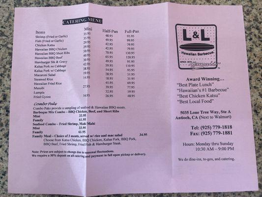 Catering Menu (& info)