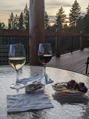 Wine, Cheese, Crackers and Grapes on the balcony