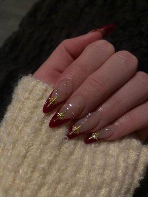 perfect holiday nails  the gems really tops it off.