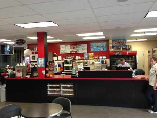 Food and drinks...that is Martin  behind the counter!